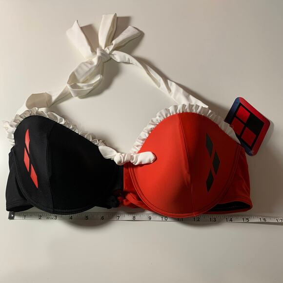 Harley Quinn Suicide Squad XXL 2X Classic Halter Diamond Bikini Swim Top Costume - Picture 6 of 9